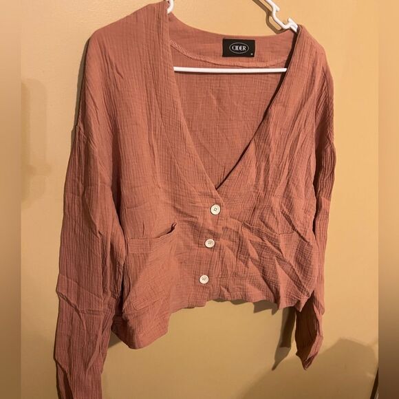 Cider gauze button front crop top M - Picture 1 of 7